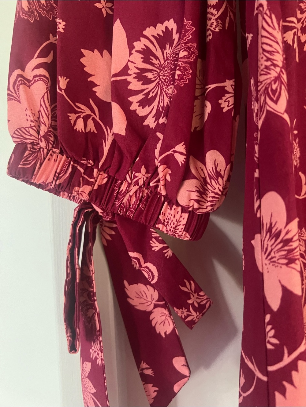 Sugarlips Burgundy Dress with Pink Floral Print - Picture 4 of 9